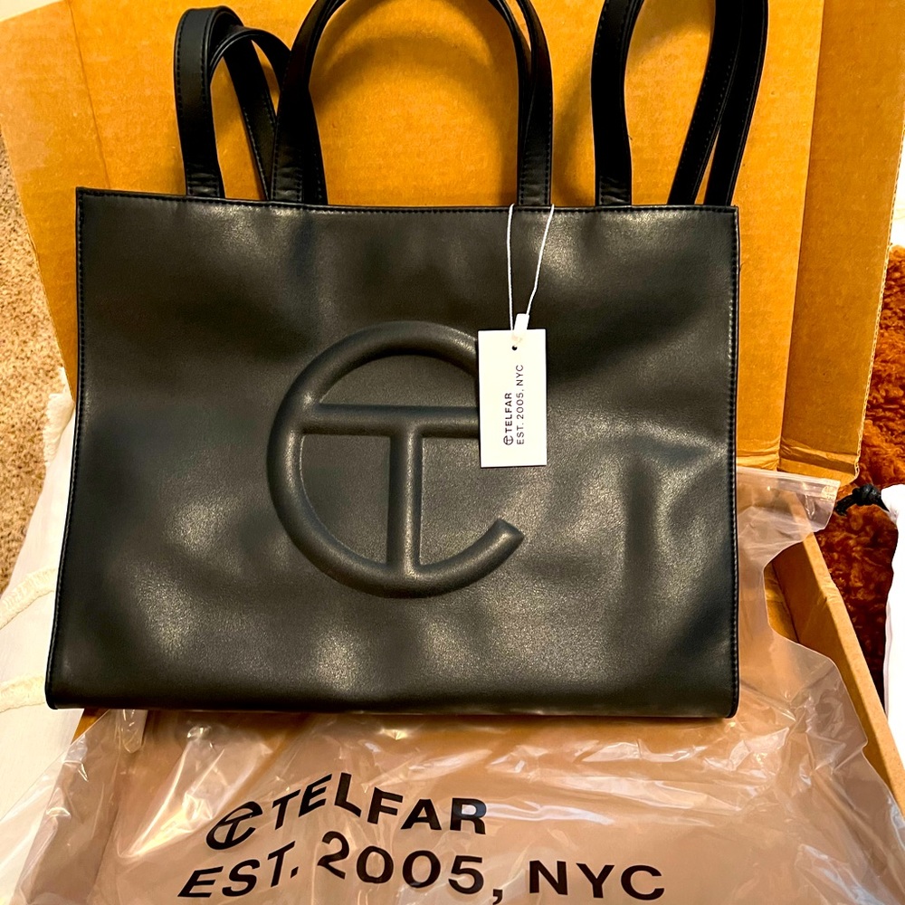 New Telfar Medium Shopper Black Leather w/ Tags